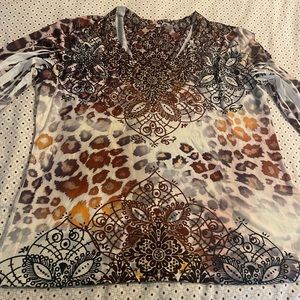 Animal Screen print T-shirt 3/4 sleeve